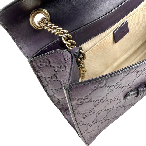gucci purple guccissima leather emily chain shoulder bag