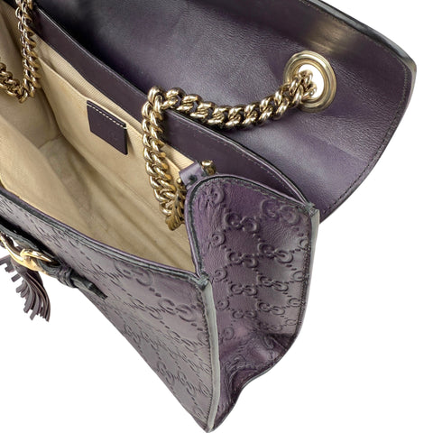 gucci purple guccissima leather emily chain shoulder bag