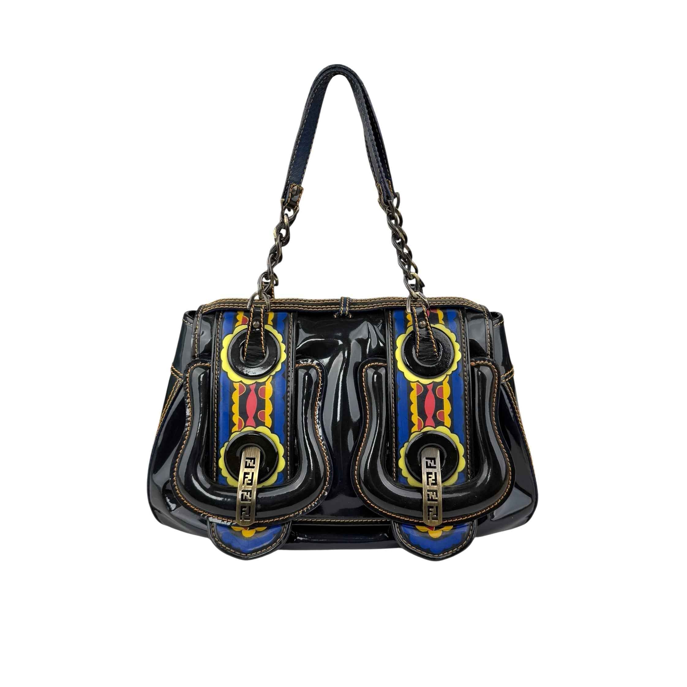 Fendi Black Patent Leather B Bag