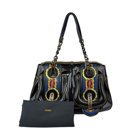 Fendi Black Patent Leather B Bag