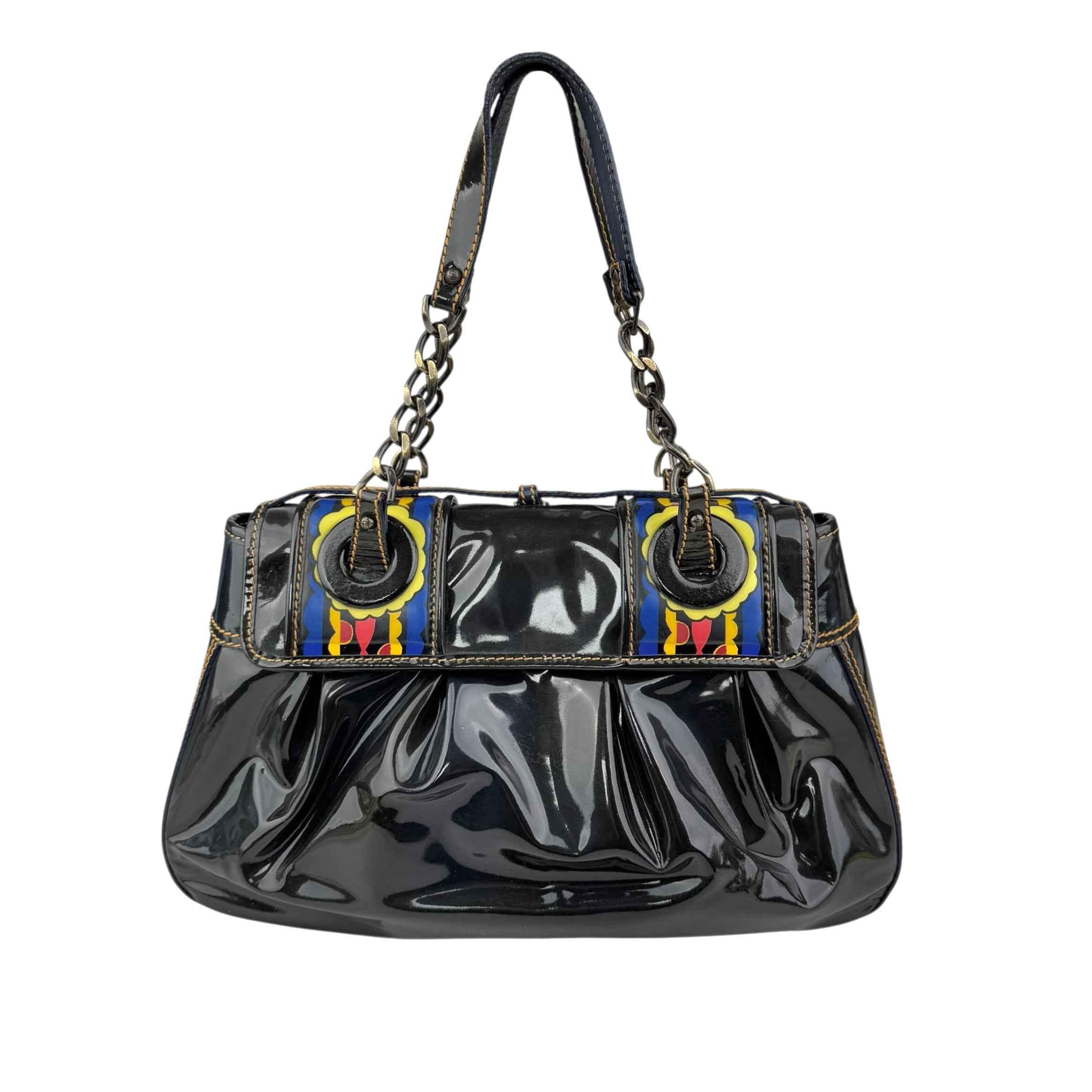 Fendi Black Patent Leather B Bag