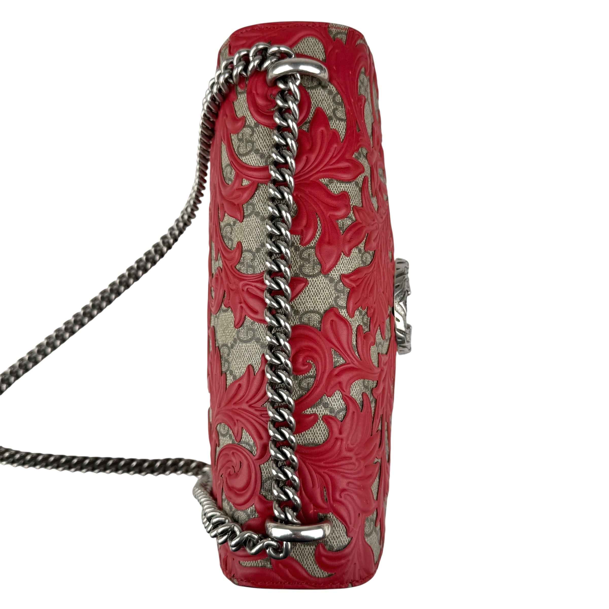 Gucci Beige/Red GG Coated Canvas Supreme and Leather Arabesque Medium Dionysus Bag