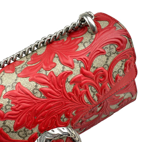 Gucci Beige/Red GG Coated Canvas Supreme and Leather Arabesque Medium Dionysus Bag