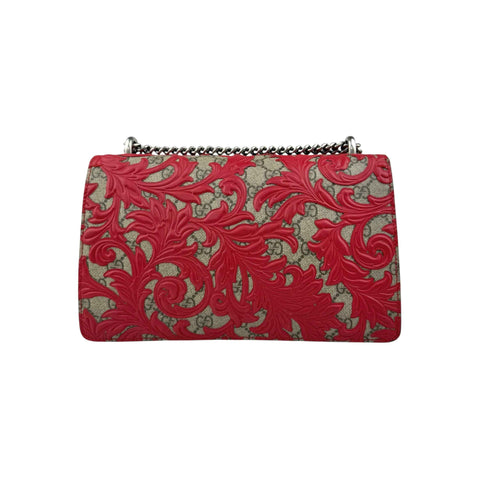 Gucci Beige/Red GG Coated Canvas Supreme and Leather Arabesque Medium Dionysus Bag
