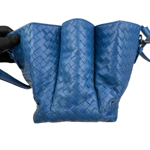 Pre-owned Bottega Veneta Blue Intrecciato Woven Nappa Leather Roma Tote Bag tote bag