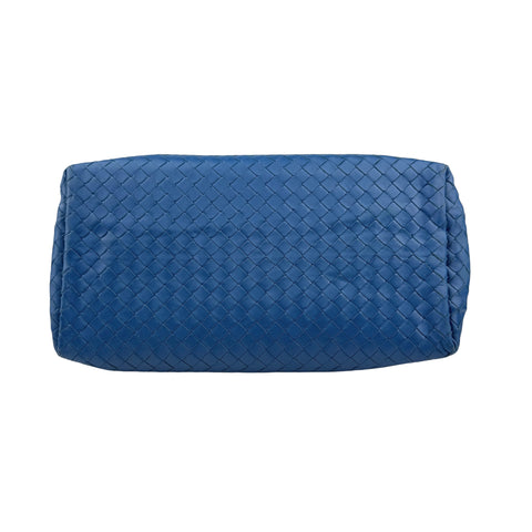 Pre-owned Bottega Veneta Blue Intrecciato Woven Nappa Leather Roma Tote Bag tote bag