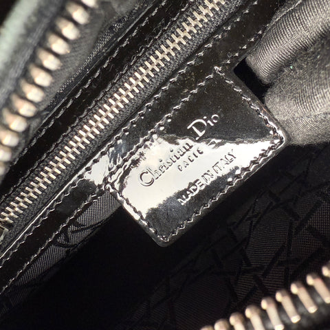 Christian Dior Black Cannage Quilted Patent Leather Lady Dior Bag