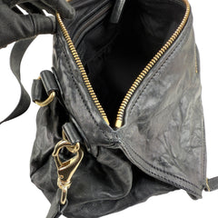 Pre-owned givenchy black sheepskin leather medium pepe pandora bag front