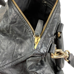 Pre-owned givenchy black sheepskin leather medium pepe pandora bag front