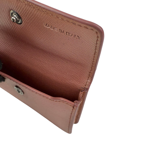 Pre-owned Prada Metallic Saffiano Metal Leather Logo Flap Card Case accessory