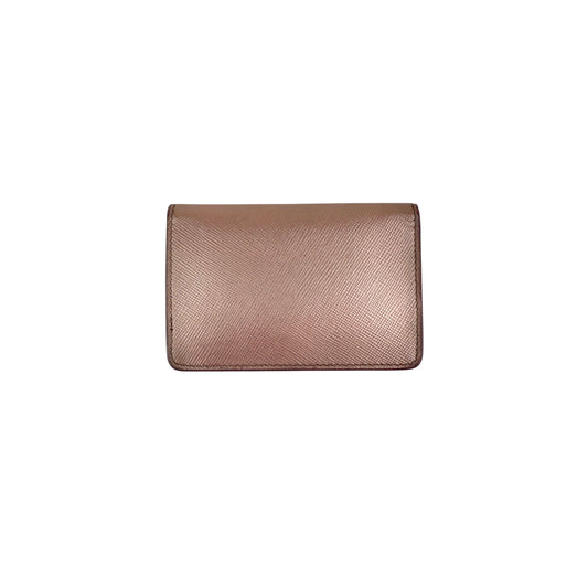Pre-owned Prada Metallic Saffiano Metal Leather Logo Flap Card Case accessory back view