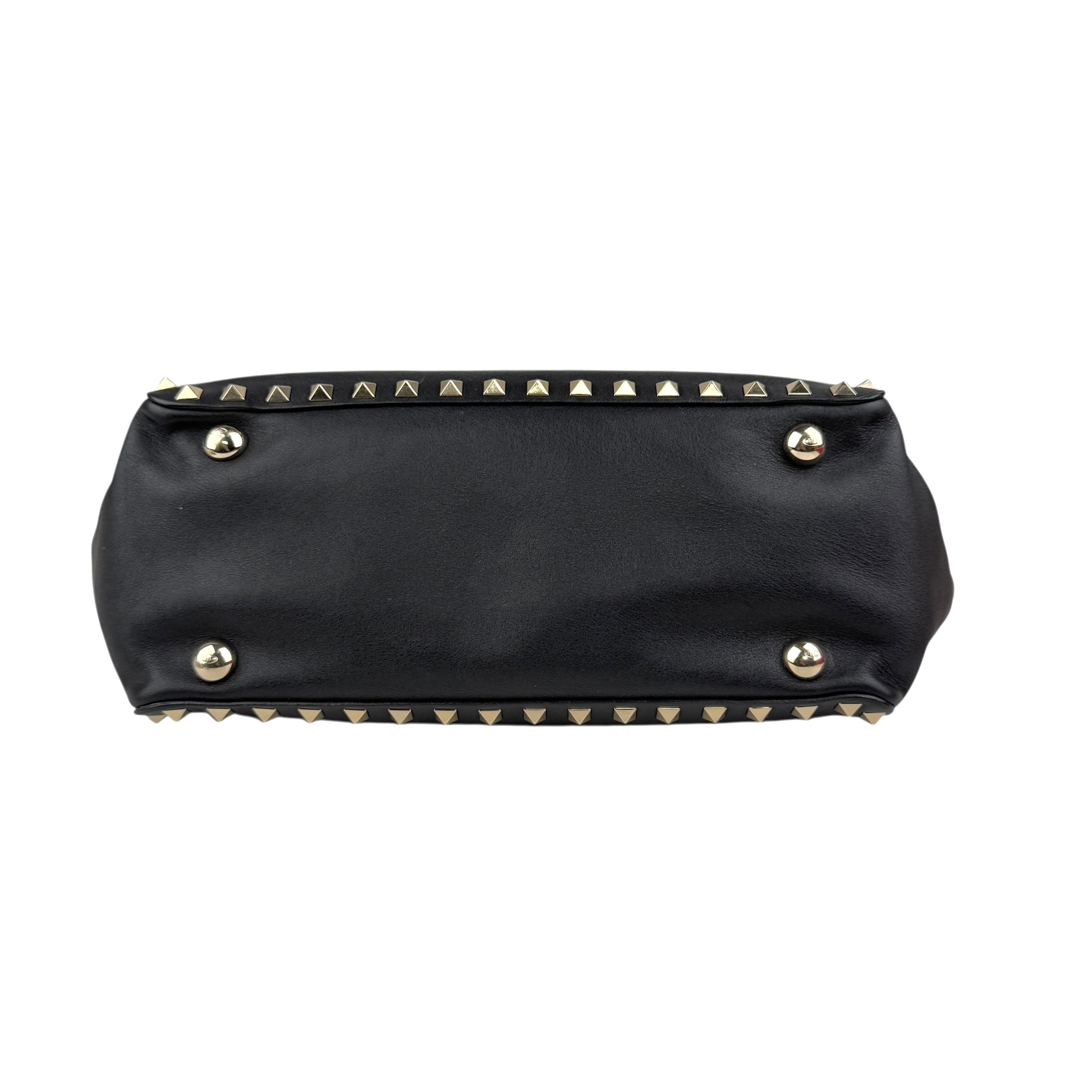 Pre-owned Valentino Black Leather Rockstud Noir Trapeze Tote Bag tote bag