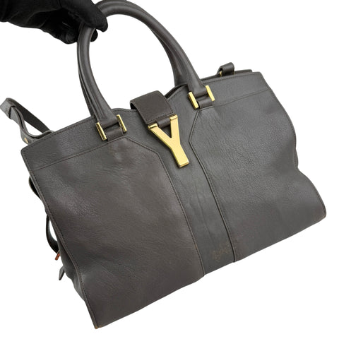 Pre-owned Saint Laurent Grey Calfskin Leather Cabas Chyc bag