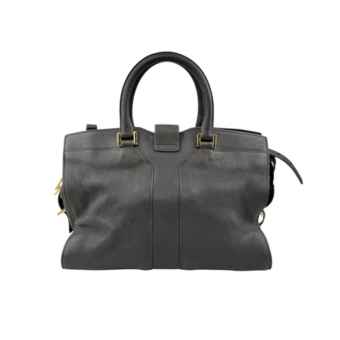Pre-owned Saint Laurent Grey Calfskin Leather Cabas Chyc bag back view
