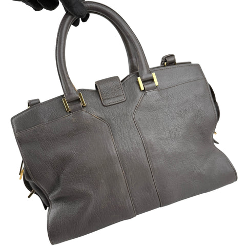 Pre-owned Saint Laurent Grey Calfskin Leather Cabas Chyc bag