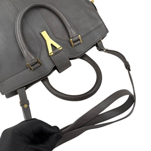 Pre-owned Saint Laurent Grey Calfskin Leather Cabas Chyc bag
