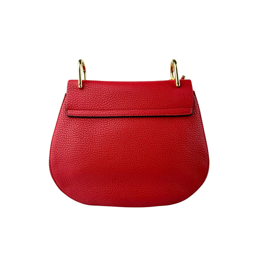 Chloe Red Pebbled Leather Drew Bag