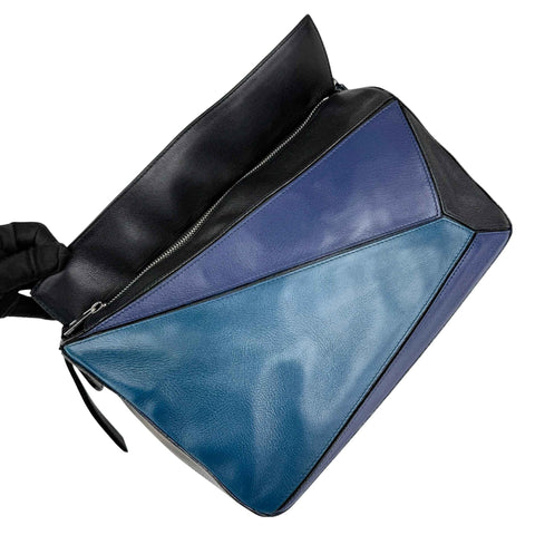 Loewe Calfskin Colorblock Medium Puzzle Bag Blue