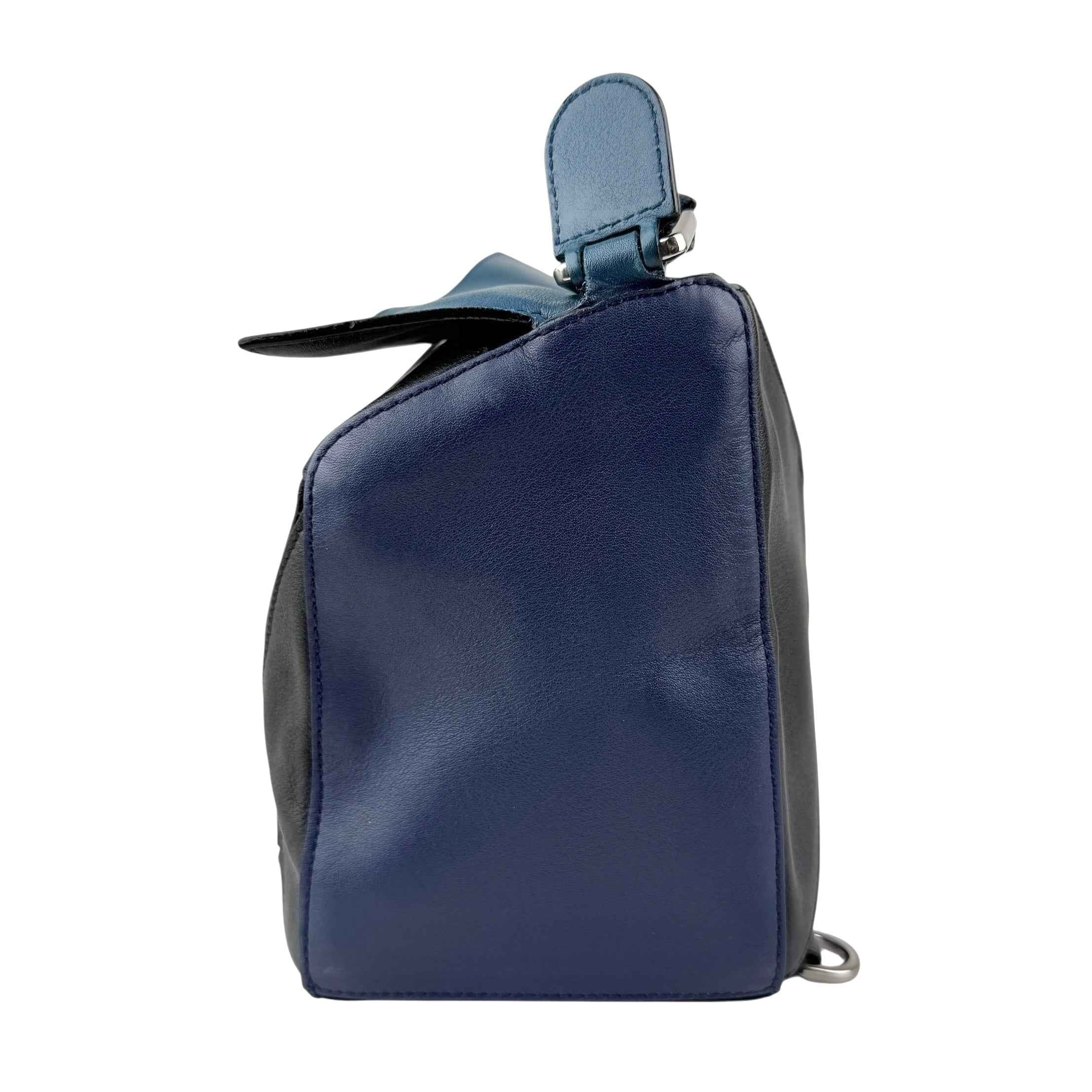Loewe Calfskin Colorblock Medium Puzzle Bag Blue