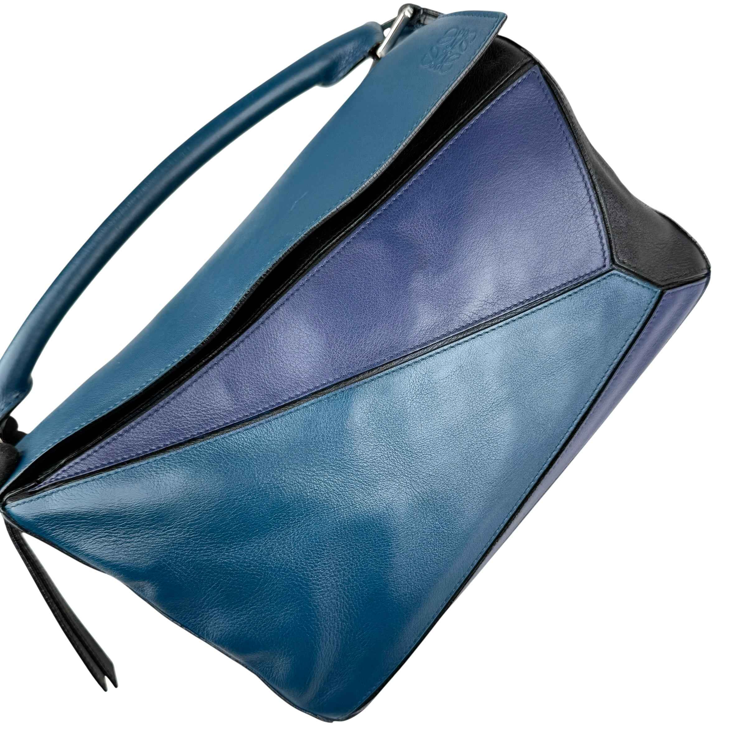 Loewe Calfskin Colorblock Medium Puzzle Bag Blue