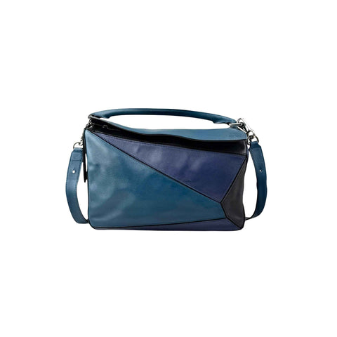 Loewe Calfskin Colorblock Medium Puzzle Bag Blue