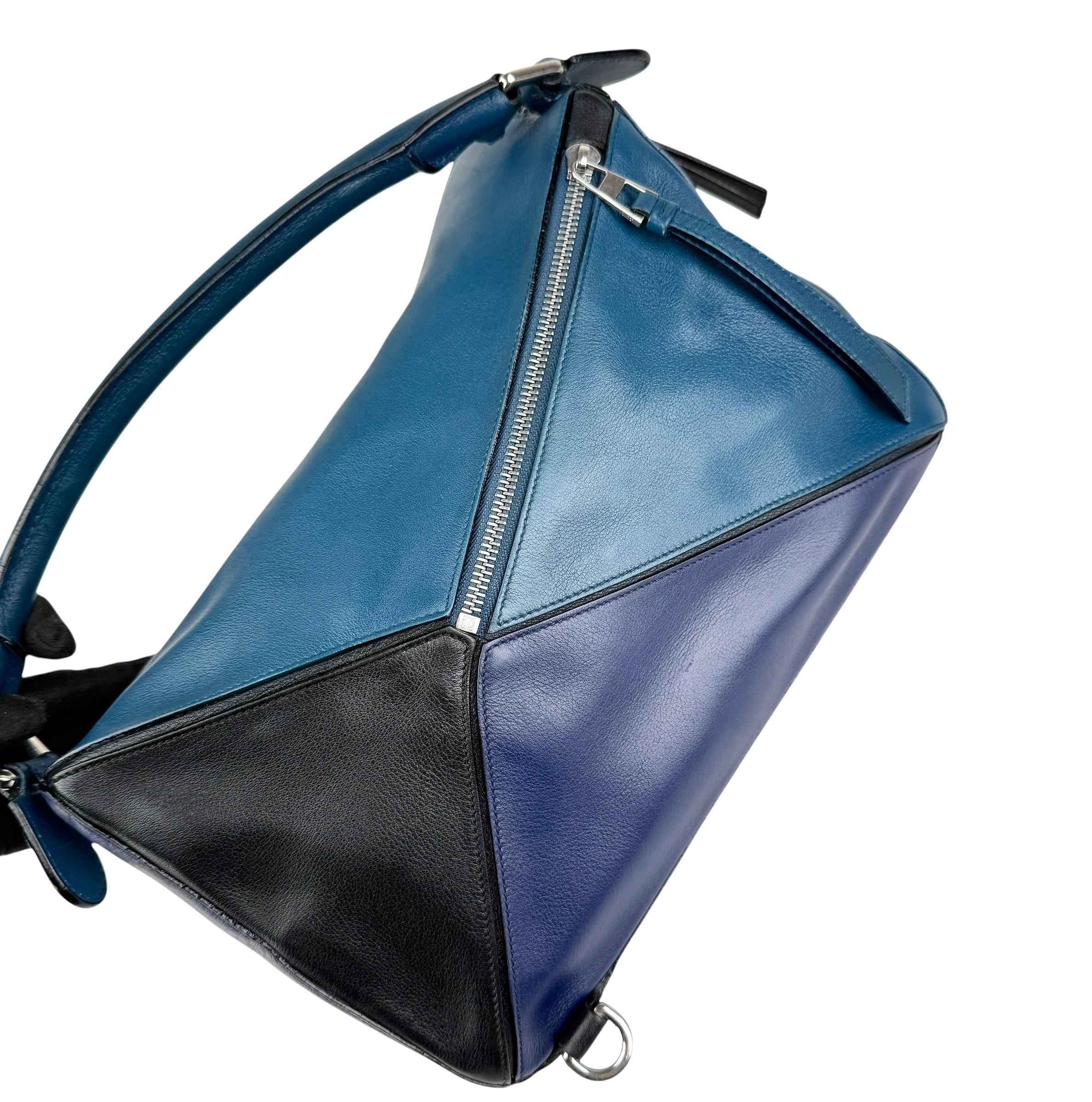 Loewe Calfskin Colorblock Medium Puzzle Bag Blue