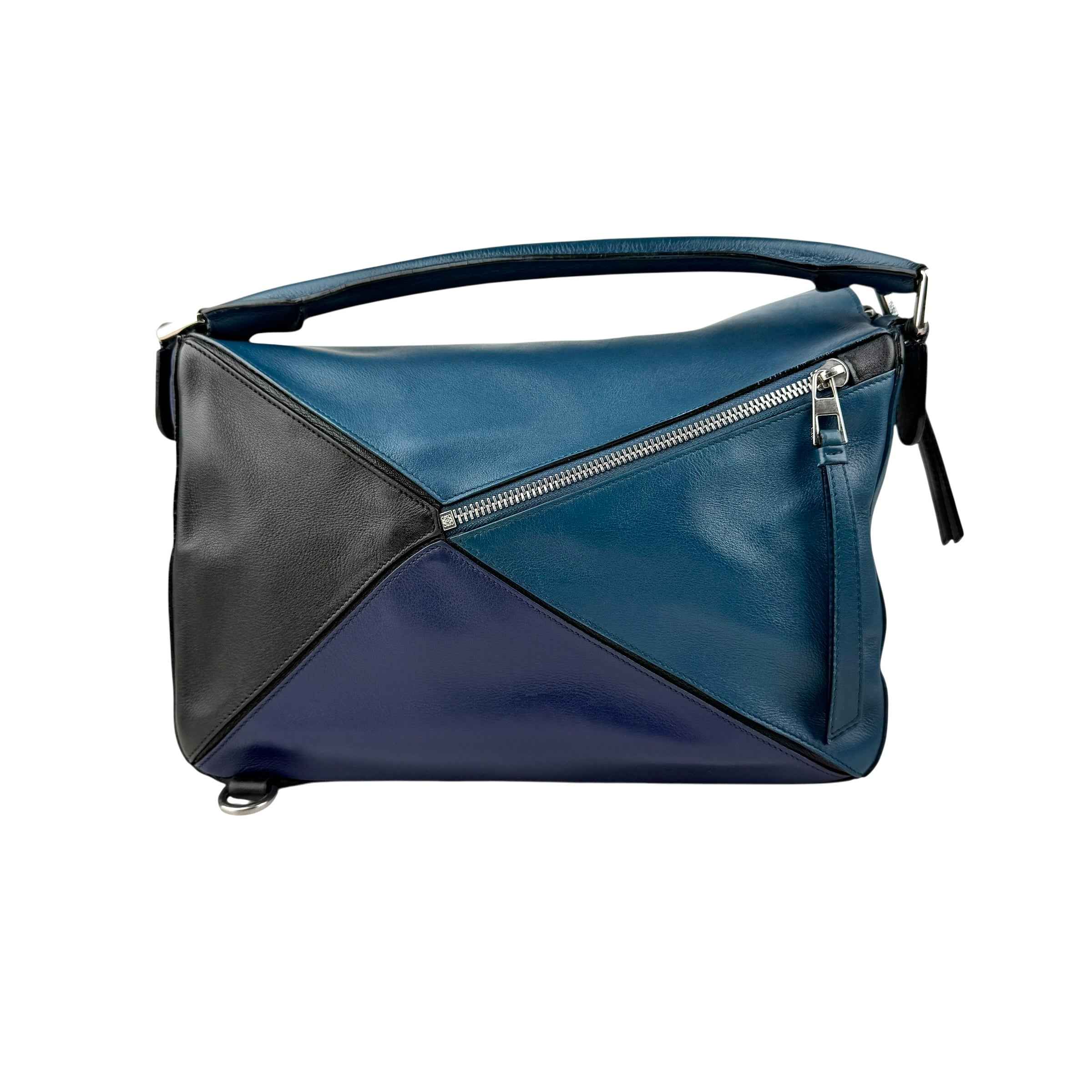 Loewe Calfskin Colorblock Medium Puzzle Bag Blue