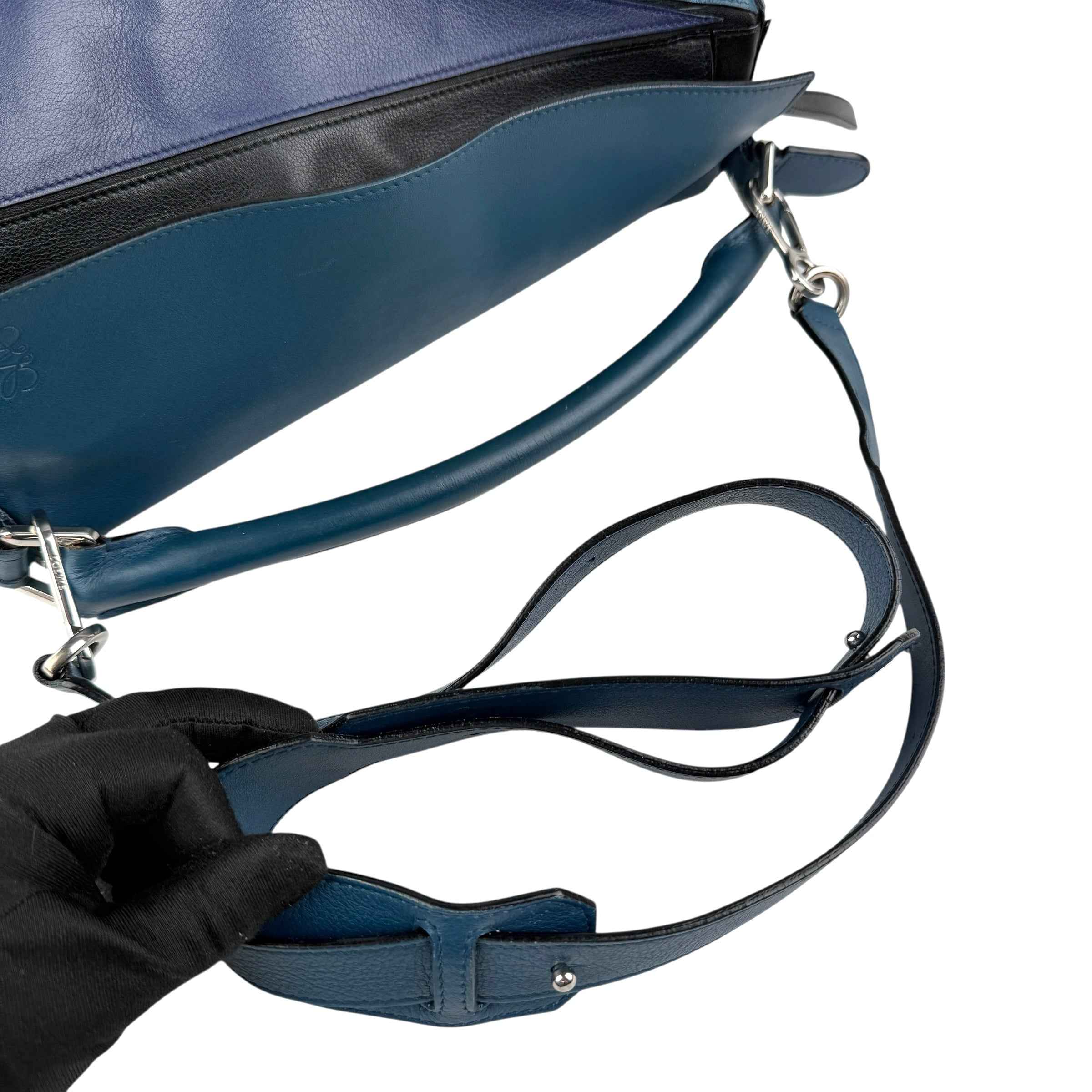 Loewe Calfskin Colorblock Medium Puzzle Bag Blue