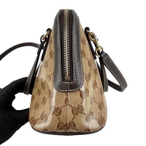 Gucci Brown GG Crystal Canvas Dome Handbag Small