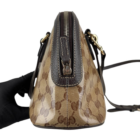 Gucci Brown GG Crystal Canvas Dome Handbag Small