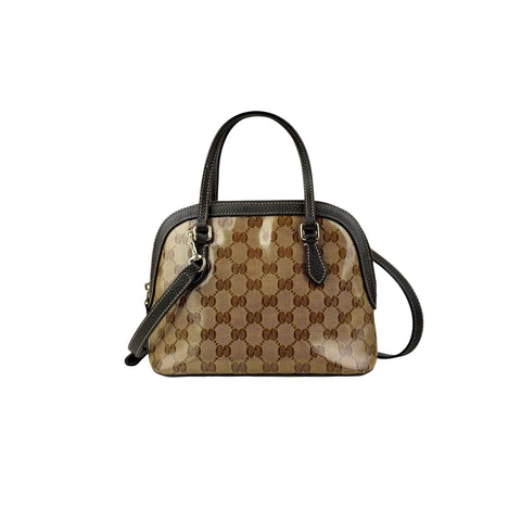 Gucci Brown GG Crystal Canvas Dome Handbag Small