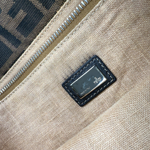 Fendi Zucca Brown Leather Messenger Bag