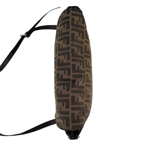 Fendi Zucca Brown Leather Messenger Bag