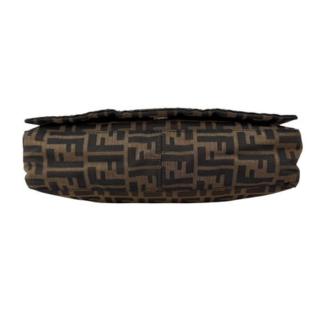 Fendi Zucca Brown Leather Messenger Bag