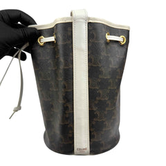 Celine Drawstring Bag Triomphe Canvas White Calfskin