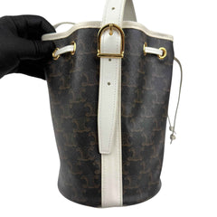 Celine Drawstring Bag Triomphe Canvas White Calfskin