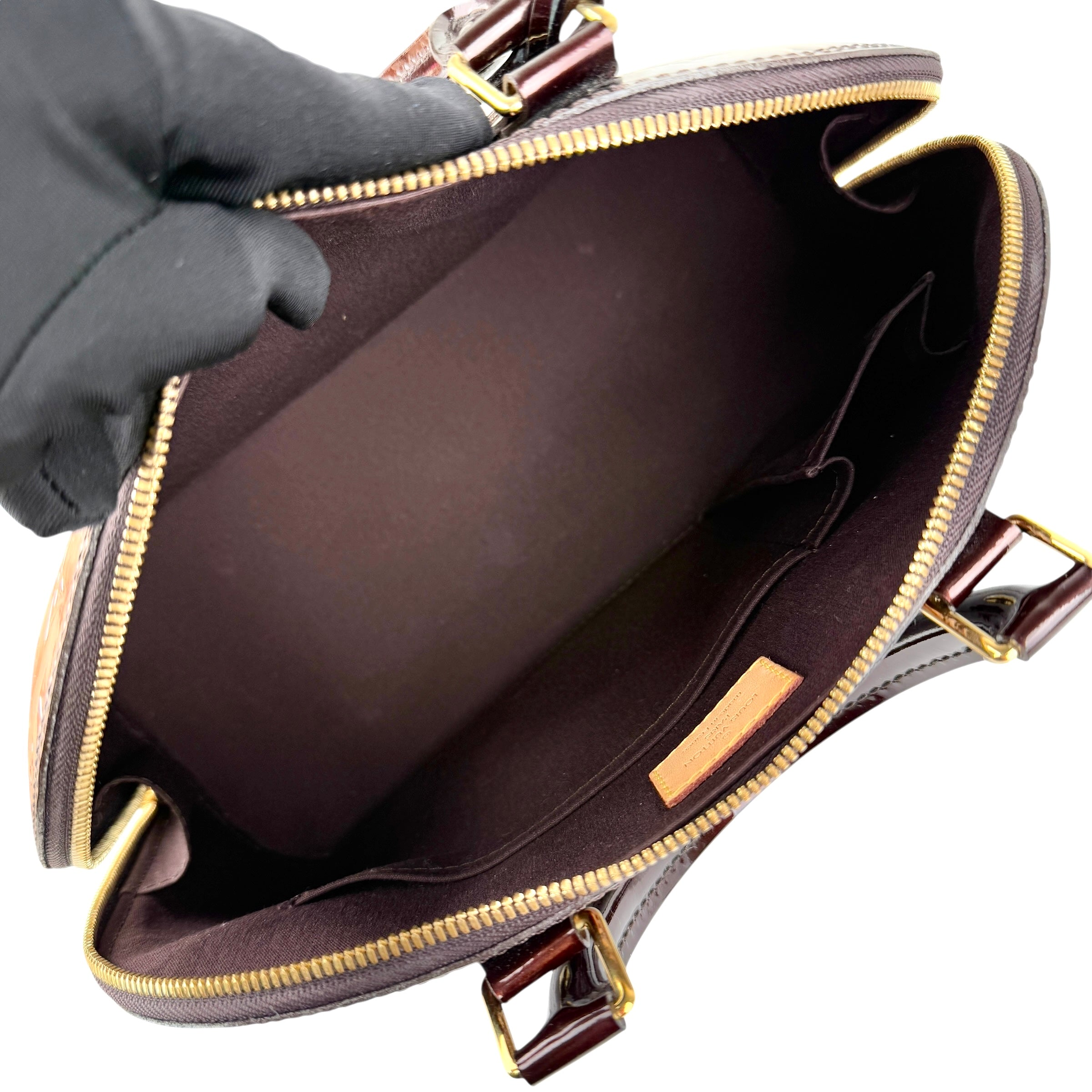 Pre-owned Louis Vuitton Amarante Monogram Vernis Alma Bag