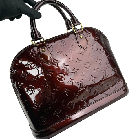 Pre-owned Louis Vuitton Amarante Monogram Vernis Alma Bag