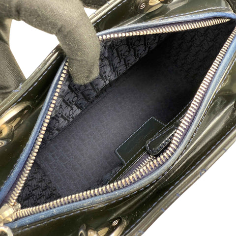 Dior Black Cannage Quilted Patent Leather Lady Dior Bag