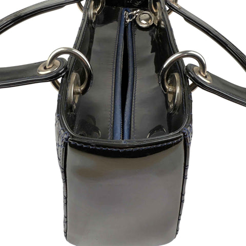 Dior Black Cannage Quilted Patent Leather Lady Dior Bag
