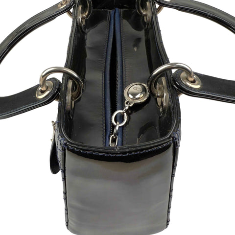 Dior Black Cannage Quilted Patent Leather Lady Dior Bag
