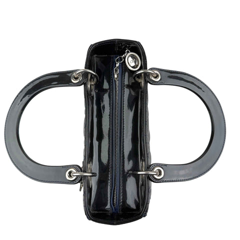 Dior Black Cannage Quilted Patent Leather Lady Dior Bag