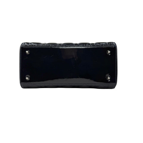 Dior Black Cannage Quilted Patent Leather Lady Dior Bag