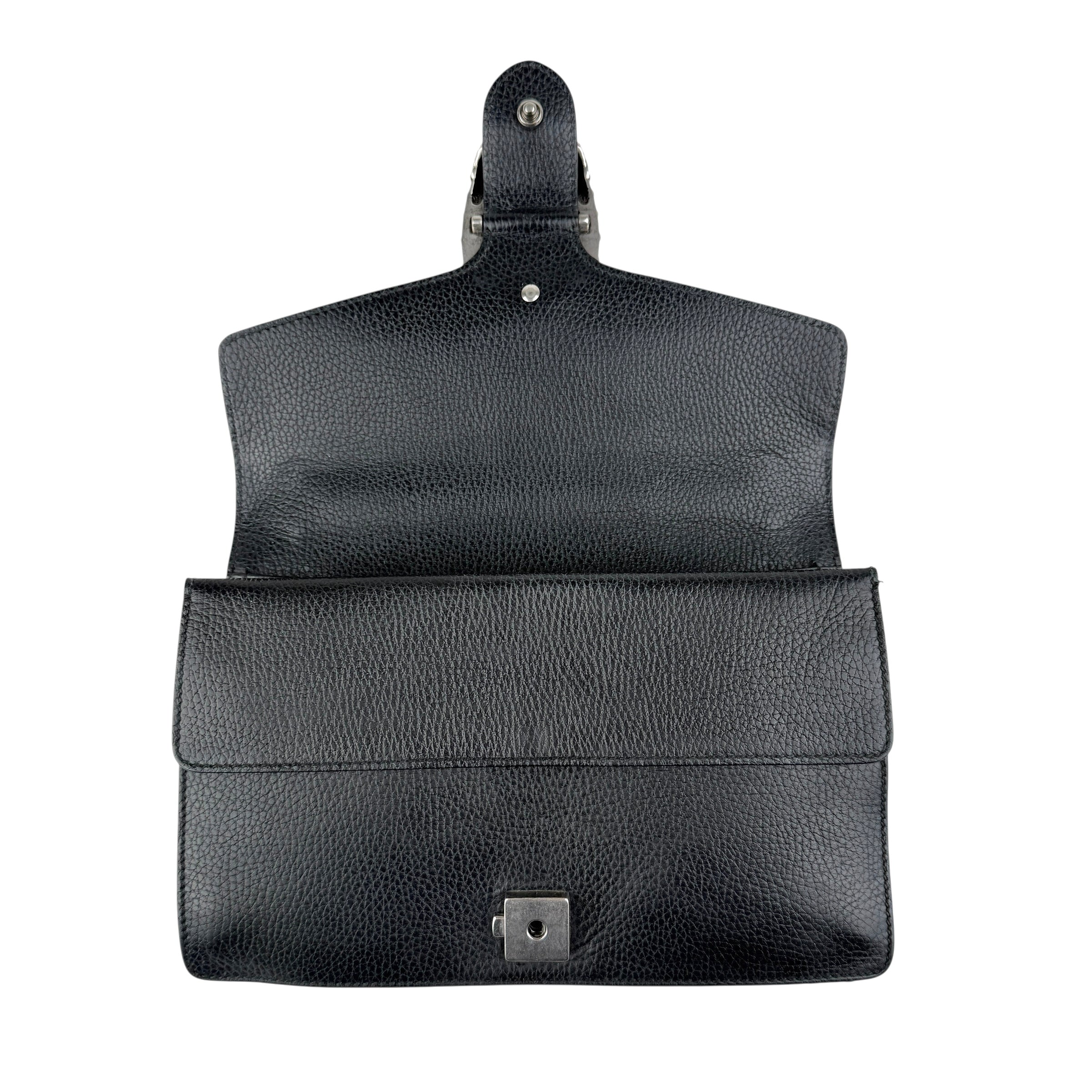 Pre-owned Gucci Black Grained Leather Medium Dionysus Shoulder Bag shoulder bag