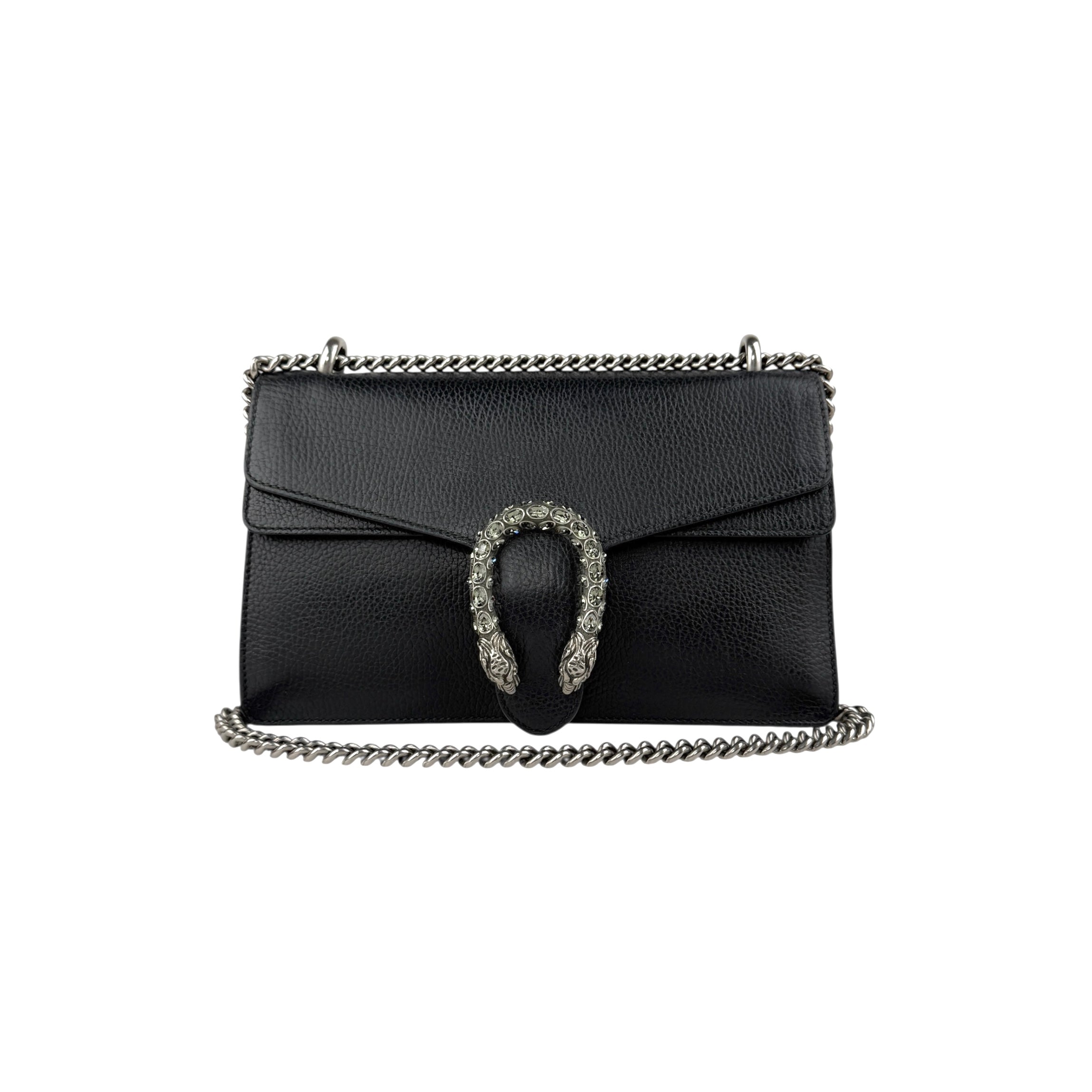 Pre-owned Gucci Black Grained Leather Medium Dionysus Shoulder Bag shoulder bag main image
