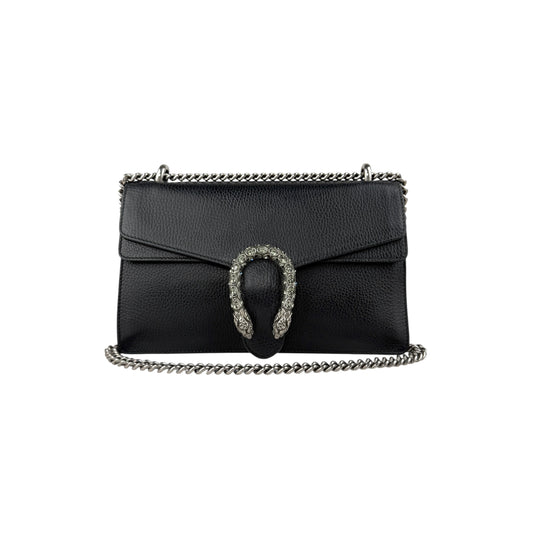 Pre-owned Gucci Black Grained Leather Medium Dionysus Shoulder Bag shoulder bag main image
