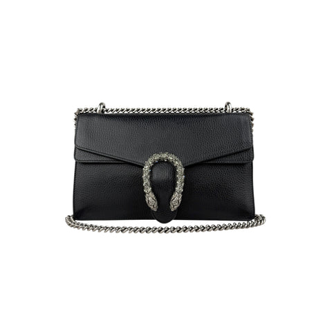 Pre-owned Gucci Black Grained Leather Medium Dionysus Shoulder Bag shoulder bag main image