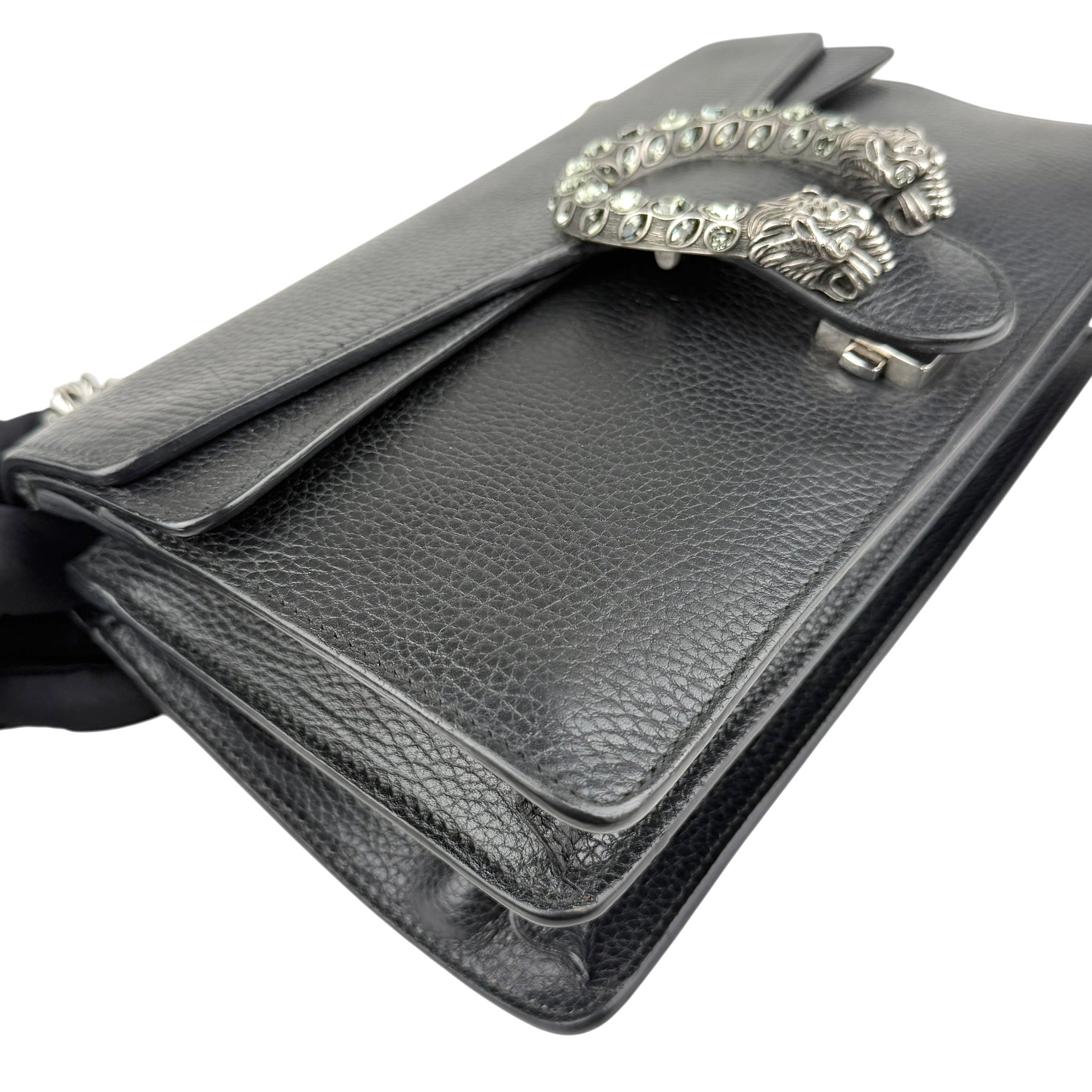 Pre-owned Gucci Black Grained Leather Medium Dionysus Shoulder Bag shoulder bag