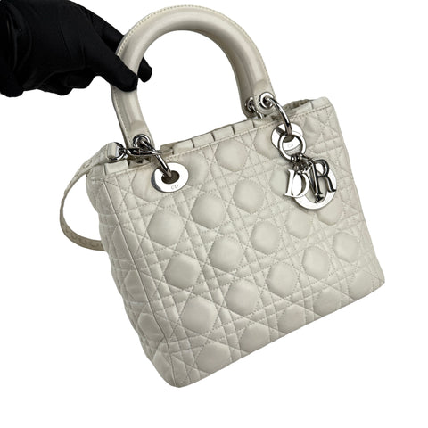 Pre-owned Dior Lady Medium Shoulder Bag White shoulder bag