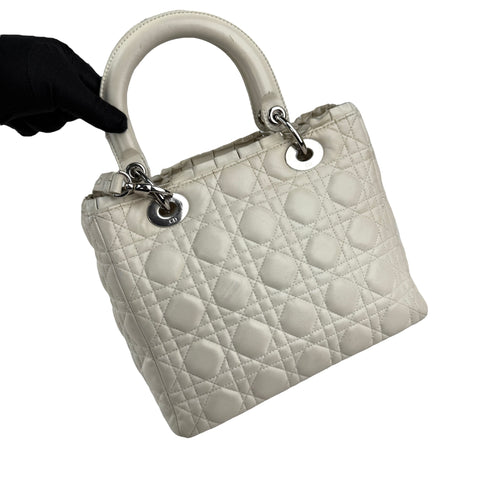 Pre-owned Dior Lady Medium Shoulder Bag White shoulder bag